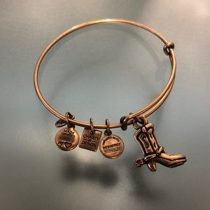 Alex and Ani gold cowboy boot charm bracelet